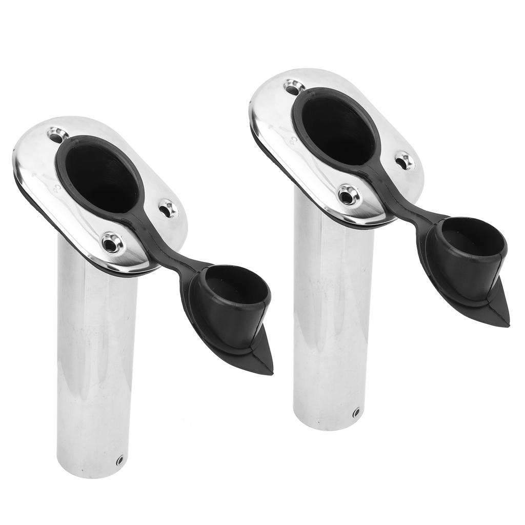 2pcs Boat Fishing Rod Holder 9in Flush Mount 316 Stainless Steel UV PCV Liner with Cap 30 Degrees for Yacht
