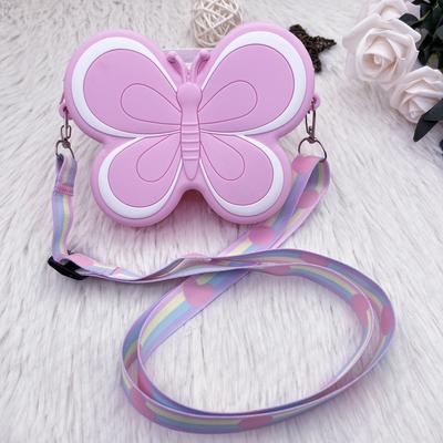 Detská crossbody taška v tvare motýľa Dievčenské silikónové mini tašky cez rameno Peňaženka Kabelky