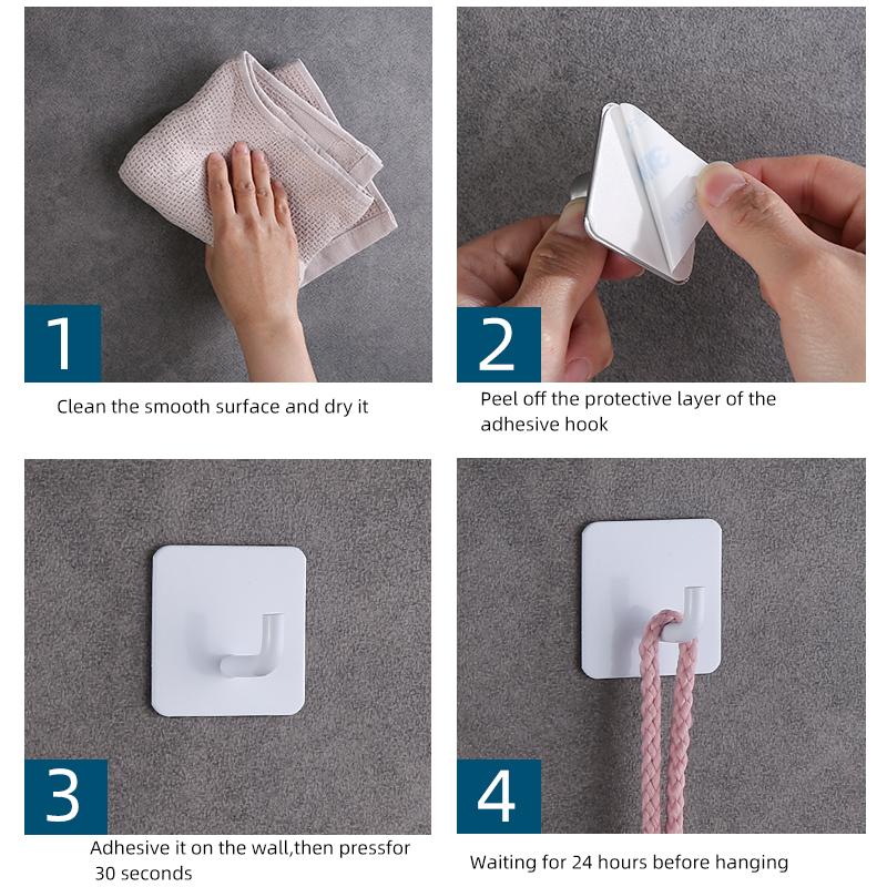 Punch-Free Wall Hooks Adhesive Towel Hanger Door Cloth Coat Holder Bathroom Kitchen Hardware Rack Bag Hook Organizer For Hanging