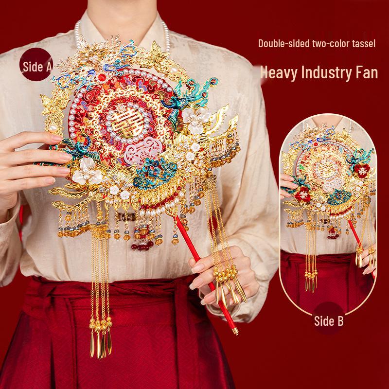 Double-Sided Heavy-Duty Handmade Wedding Bride Fan – Exquisite DIY Material Set