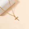 Gold Cross Necklace, Personalized High-end Jewelry, Wind-set Diamond Alloy Pendant for Women