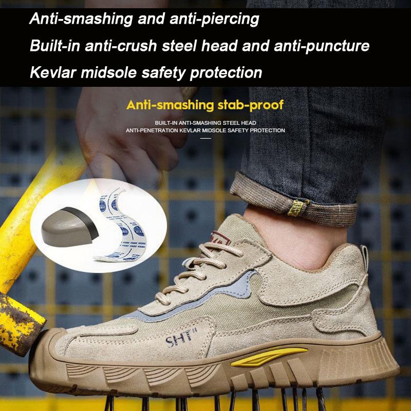 

Men Casual Sneakers Casual Work Boots Steel Toe Shoes Anti smash puncture Indestructible Protective Suitable for Daily Wear and Various Occasions 44