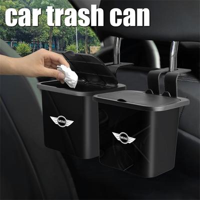Car Emblem Interior Hanging Trash Can Garbage Bin Storage Box For MINI Cooper S JCW WORKS R55 R56 F55 F56 R57 R58 R59 CLUB MAN