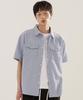 JEMUT Brooklyn Western Stripe Short Sleeve Shirt Blue Kjss2615