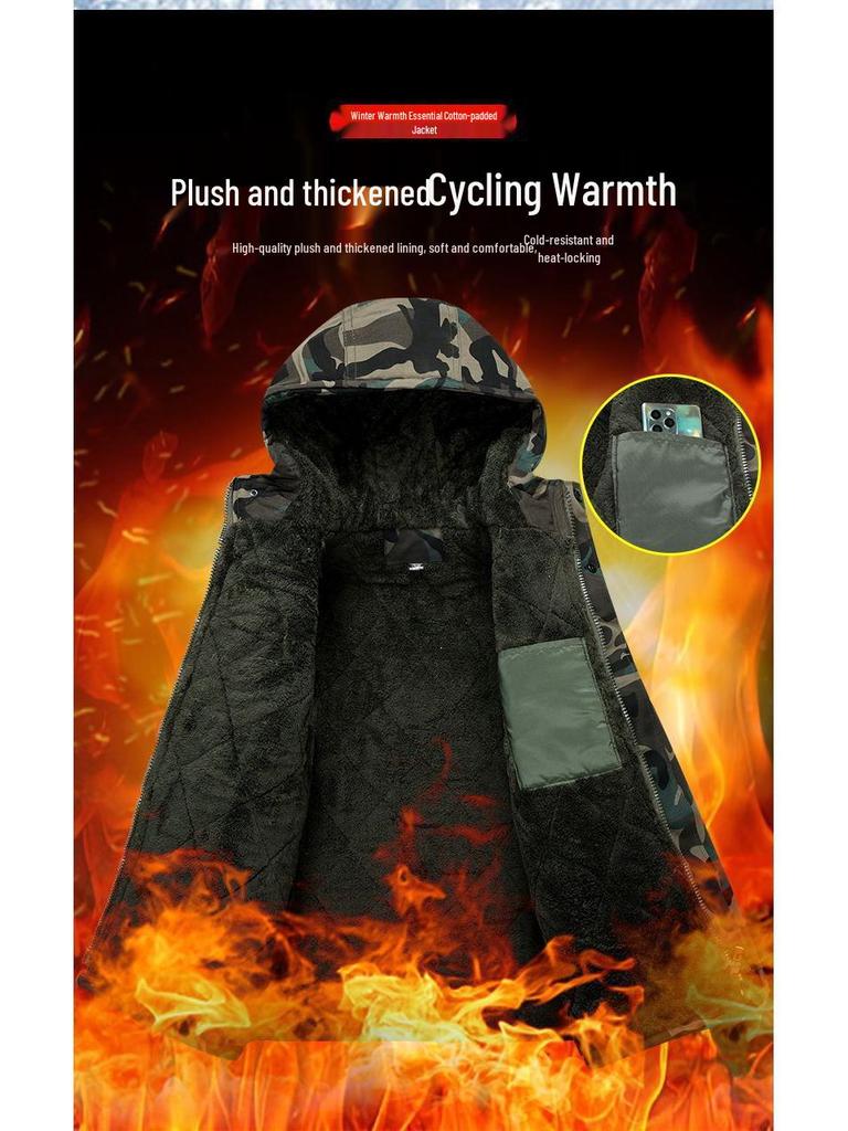 Camouflage Gefütterte Wasserdichte Baumwolljacke – Mittellang, Dick, Warm & Verschleißfest