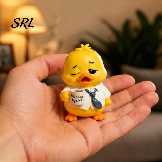 Yellow Duck Statue for Desk Emotional Support Figurine, Resin Ornament, Cute Animal Table Decor Home Office Ornament
