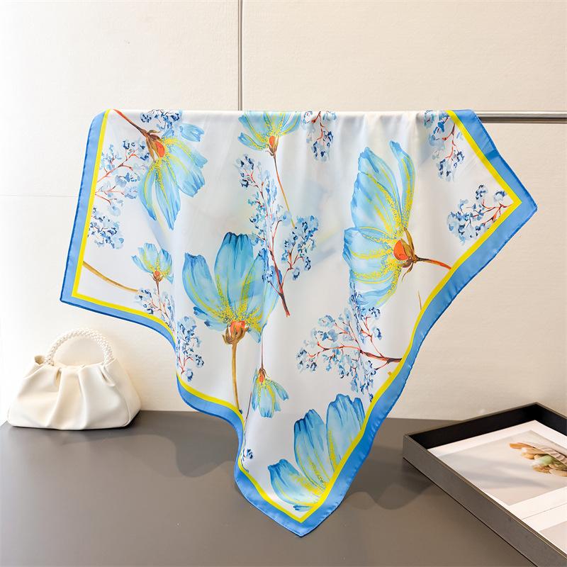 

Fashion 70cm Square Scarves Women s Silk Scarf Spring and Summer Bandana Small Neckties Hairbands Bags Foulard Shawl 70x70cm