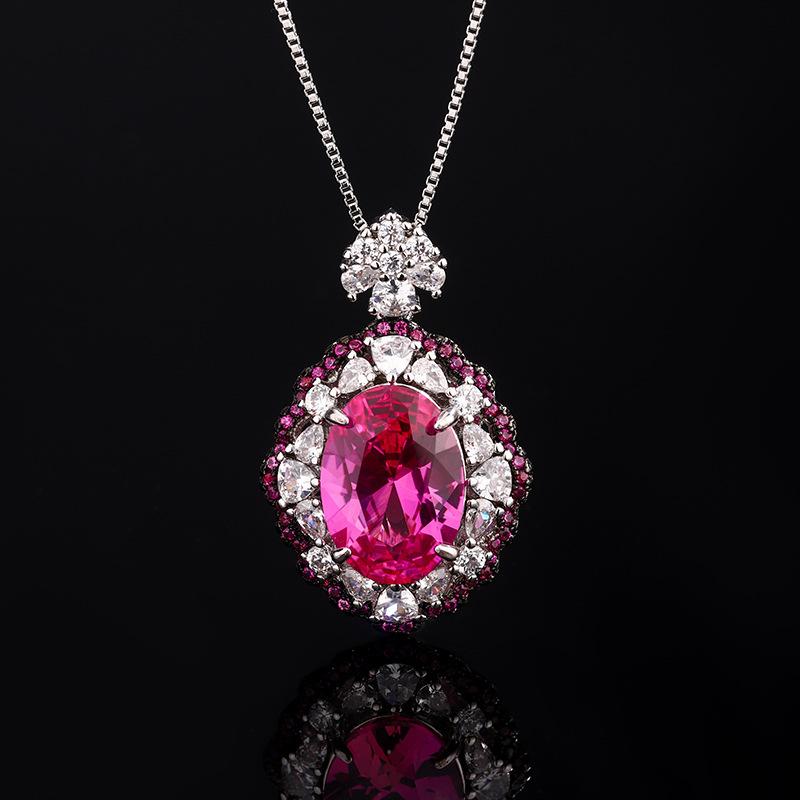 New Dual Color Electroplated Black Pigeon Blood Red Corundum Set Personalized Ring Feminine Pendant Colorful Treasure Earrings