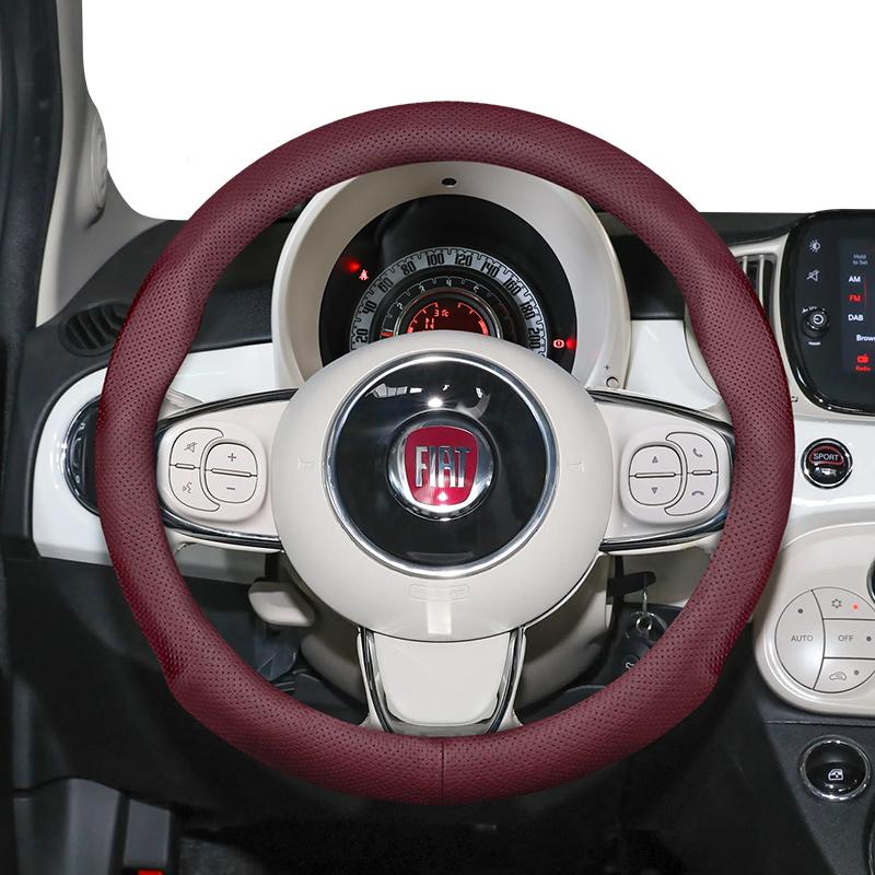 

Suitable for Fiat Ultra-Thin Breathable Leather Steering Wheel Cover Suitable for 500 Grande Punto Evo 169 Ducato Bravo Tipo Linea Albea Panda 124