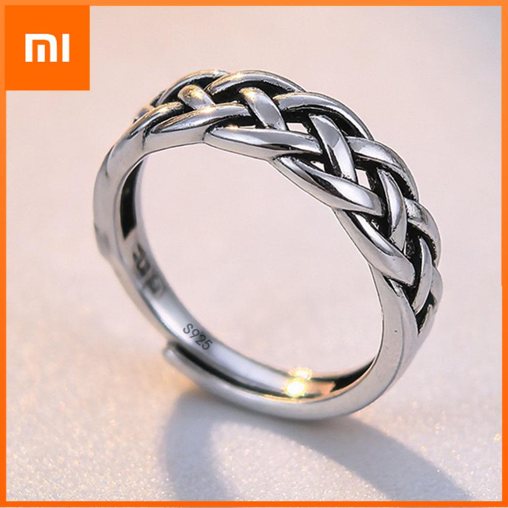 Xiaomi BF CLUB 925 Sterling Rings for Women Simple Geometric Handmade Irregular Retro Chain Ring Allergy For Birthday Gift