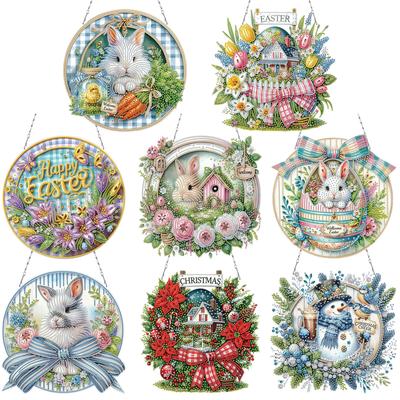 Holiday Theme DIY 2D Flat Acrylic Special Shape Rhinestone Diamond Art Window Pendants Diamond Painting Kits Diamond Art Pendant