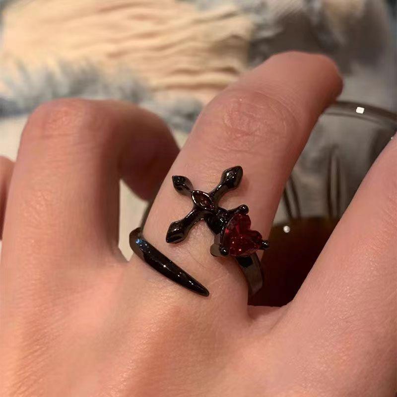 

Taboo Love Villain Gun Black Ring Female Dark Niche High Sense Ring Sweet Cool Babes Wind Open Ring
