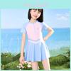 Childrens Swimsuit Girl Onepiece Dress Style Polyester Sun Protection For Beach Play And Water Sports