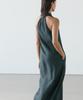 Masimodutti Linen V-Neck Midi Dress