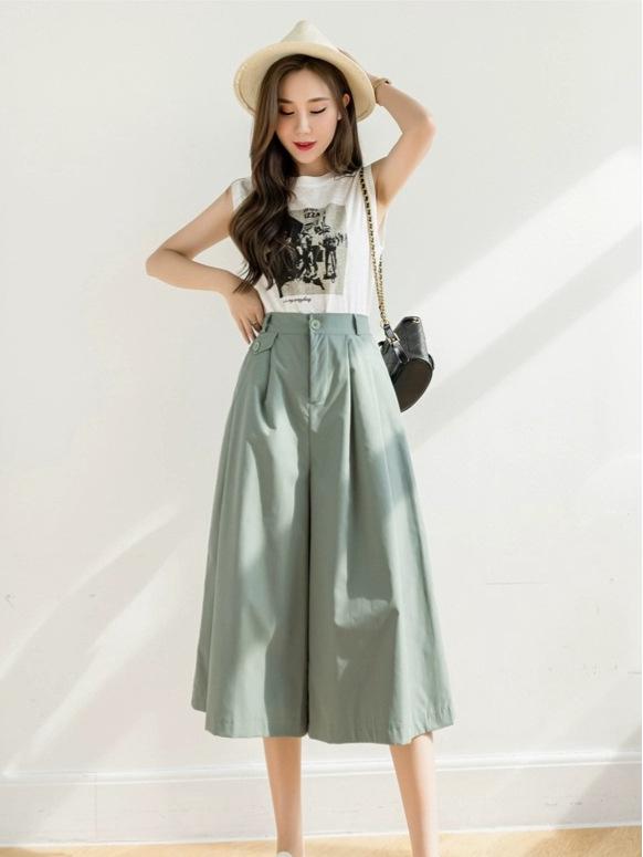 Women's High-Waisted 3/4 Length Korean Style Wide-Leg Culottes - Summer 2026 Fashion, Casual, Loose, Versatile, and Thin.