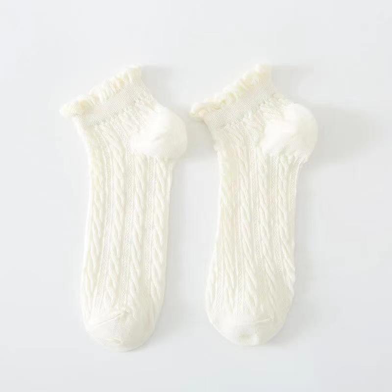 Femme Est Été Mince Dégradé Uni Coton Simple Doux Mignon Chaussettes Confortable Bord Oreille de Bois Vêtement Mode Lolita