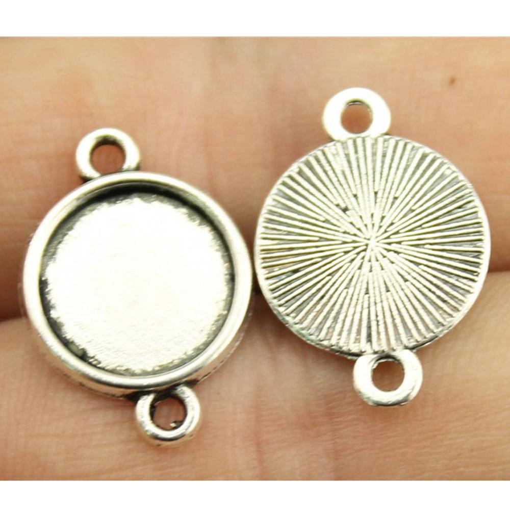 

20pcs Fit 12mm Round Glass Cabochon Base Setting Pendant Tray For Jewelry DIY Making Antique Silver Color FM4018