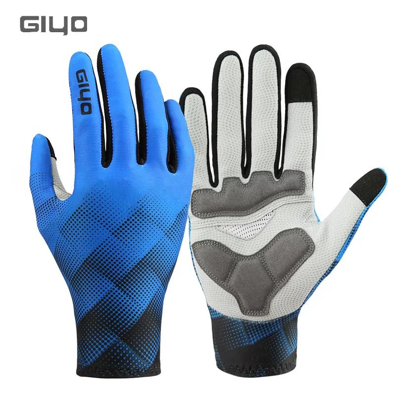 Giyo Windproof Autumn and Winter Warm Road and Mountain Bike Fleece Long Finger Gloves for Men and Women Outdoor Cycling Gear