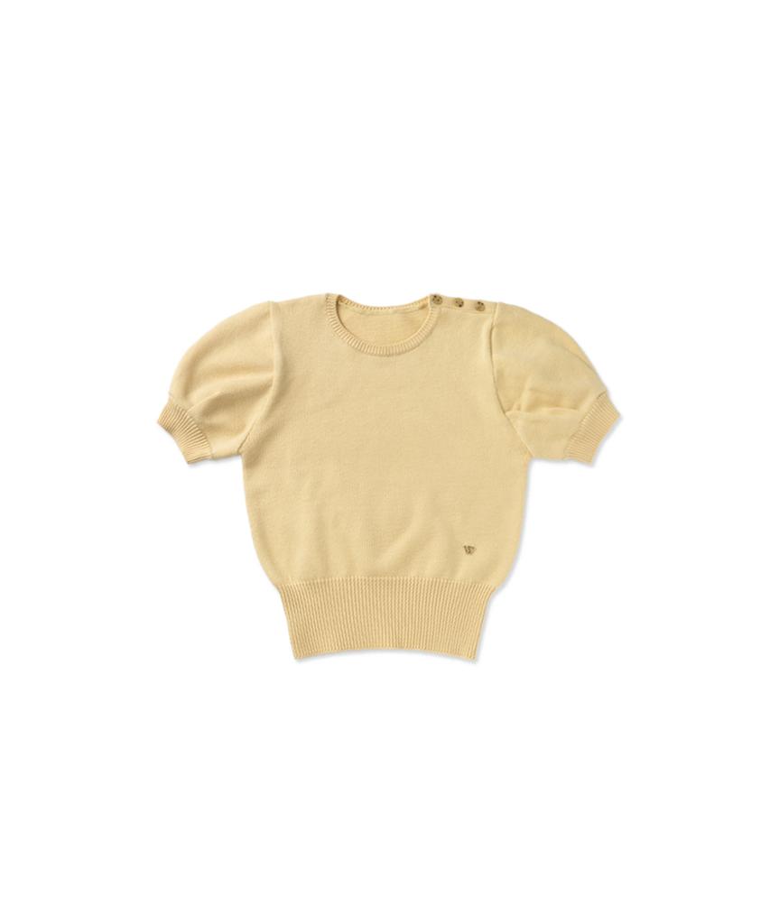 WITHOUT SUMMER Slim Button Half Knit_Butter