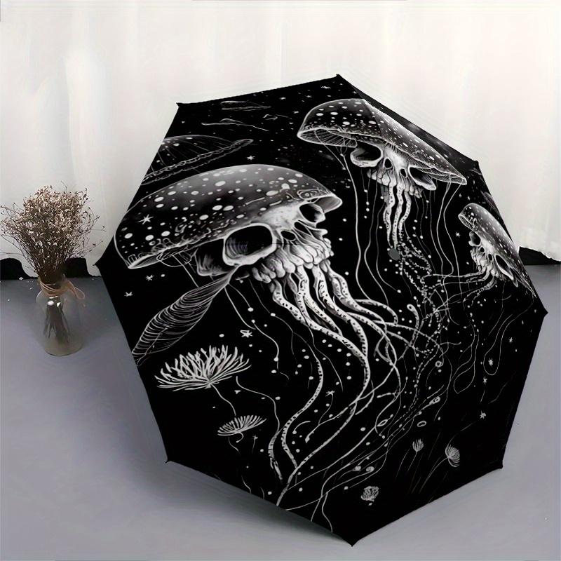 1pc Jellyfish Skulls Automatic Opening and Closing Folding - A Good Choice for Gifts, Fashionable and Convenient Cartoon Umbrella With Cute Cartoon Ch