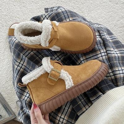 Women's Large Size Soft Sole Winter Warm Fur One Snow Boots Padded Lined Ankle Boots Anti-slip Hiking Casual Sports Cotton Boots