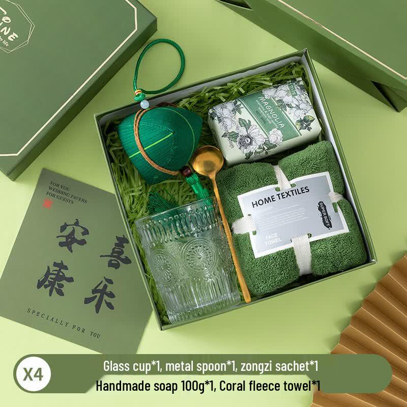 Jun Seventeen AQ Festival Drinkware Gift Set Glass Cup + Spoon + Sachet + Soap + Towel