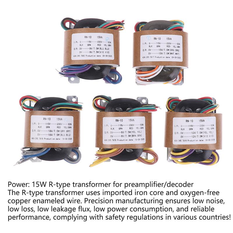 Rn-10 R Core Transformer 10W R10 Dual 9V 12V 15V 18V Transformers 230V To 2X9V Copper 115V Shield Pre-Decode Board Power Supply