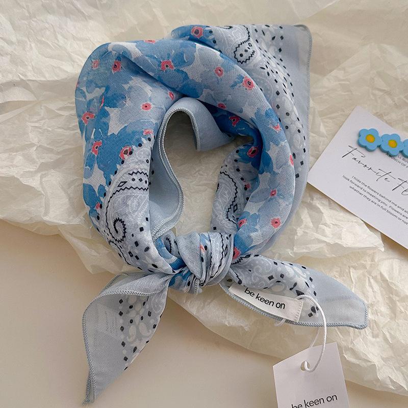 

Spring and Summer Fresh and Breathable Women s Soft Artistic Decorative Small Silk Scarf Floral Cotton and Linen Square Scarf