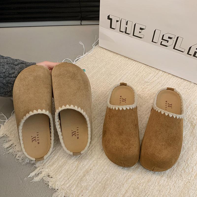 

Ретро толстая подошва наклейка вышивка дизайн чувство сумка голова тапочки женские осенние темпераментные носить полушлепки 40 песочный