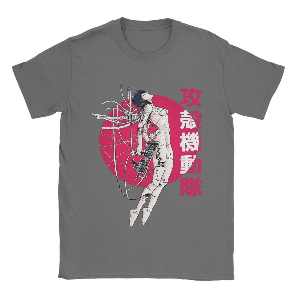 Ghost in the Shell  T-Shirt Beach   Sun Hip Hop T-Shirts Men 100 Cotton O-Neck Oversized Clothing Short Sleeves Funny Tshirt
