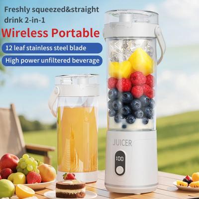 HOMZY Tragbarer Mixer 600ML Elektrischer Entsafter Fruchtmixer 4000mAh USB Wiederaufladbar Smoothie Outdoor Frischer Fruchtmixer Persönlicher Saft