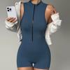 Womens Seamless Yoga Jumpsuit With Zipper Front Short Sleeve Sportswear Gym Running Fitness Dance
