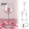 Calice Raffinato con Design di Rose Bicchiere da Vino Rosso con Rose e Foglie Verdi Decorato Vetro di Cristallo Trasparente Vetro Decorativo Elegante per Romantico