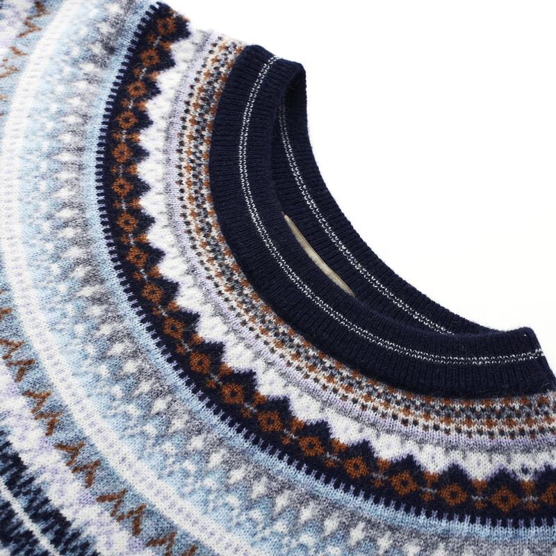 Komonboka 2025 Autumn/Winter Women's Fair Isle Cashmere Round Neck Sweater