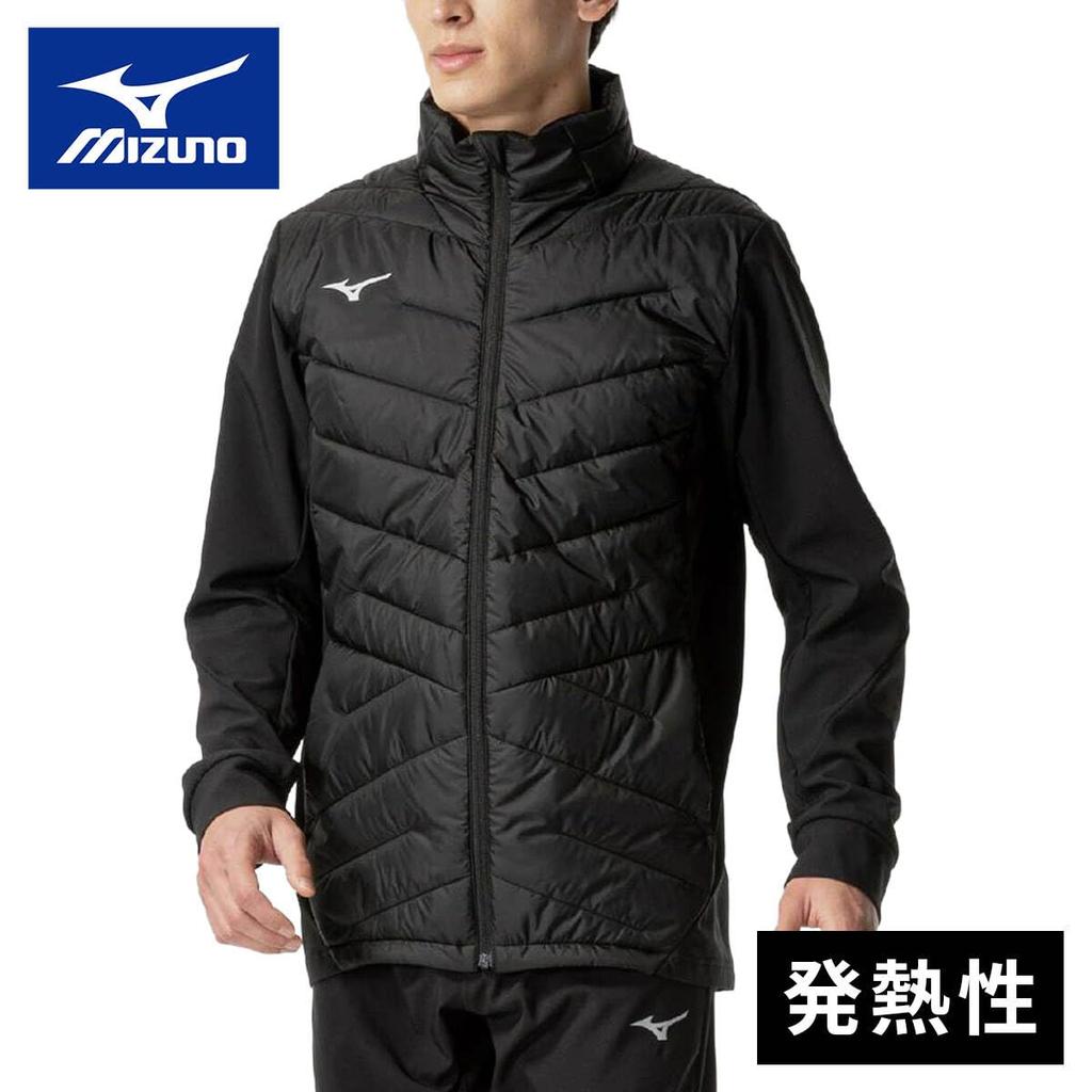 Mizuno Techfill Breath Thermo Training Black Jacket, Water-Repellent, Moisture-Wicking, Heat-Retaining, Washable, Windproof, 32MEB535,