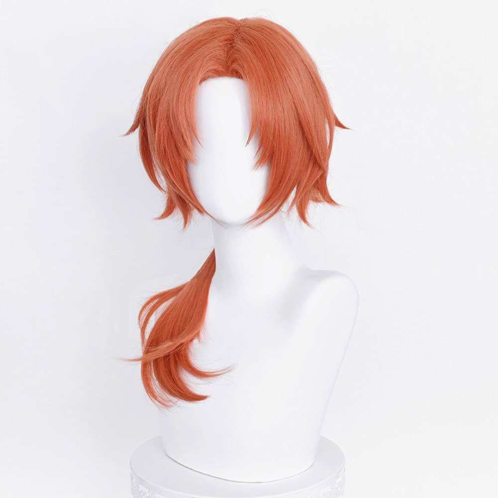 Leo Tsukinaga Cosplay Perfect for and Includes Net and Comb Wig, Heat-Resistant, Orange, Events, Halloween, Costumes,