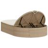 Double Sun Lounger with Cushions Beige Poly Rattan