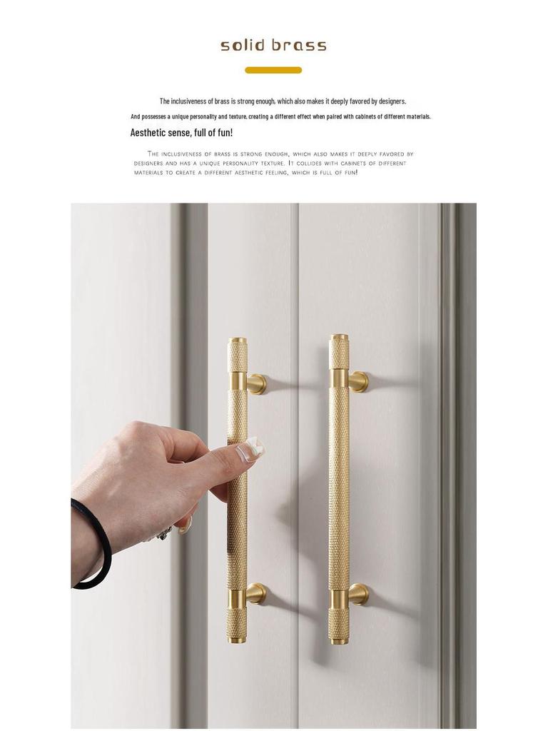 American Style Brass Wardrobe & Cabinet Door Handle - Retro French Copper Design