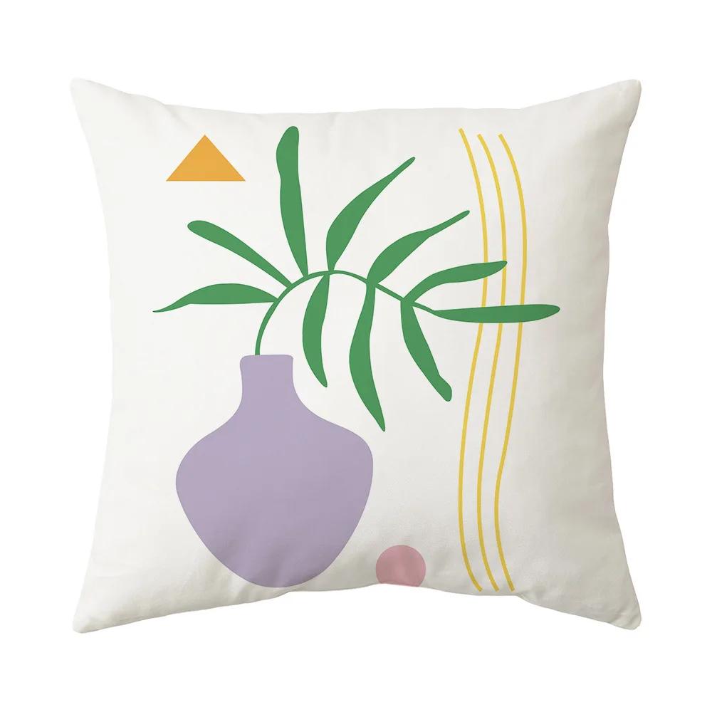 Pink Green Pillowcase 45x45cm Square Pillow Covers Art Drawing Series Pillow Cushion Cover Abstract Main Image Throw Pillow Case