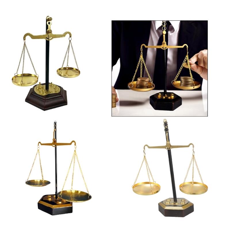 Antique Metal Balance Sculpture Vintage Justice Libra Scale Statue for Elegant Farmhouses Home and Office Decoration