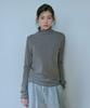 GRASPLAN Stripe Turtleneck T-Shirt_Brown Beige