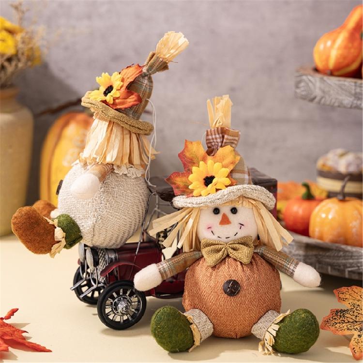 Artisanal Straw Scarecrows Sphere Thanksgiving Handmade Straw Man Sphere Hanging for Festival Home or Gifts