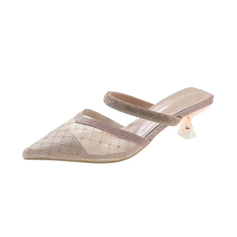 Fashion 2024 High Heeled Sandals  Thin Princess Pointed, Sexy and Sparkling Rhinestone Single Shoe for Women New Summer Sandals