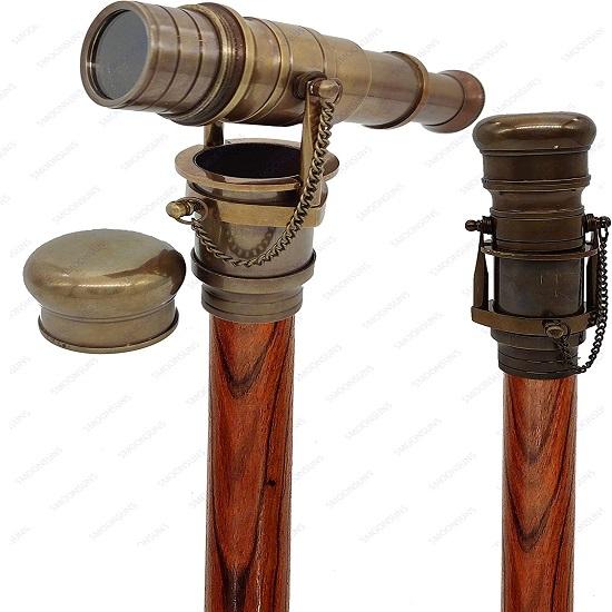 Латунна тростина Вінтажна ручка Вікторіанська телескопічна голова