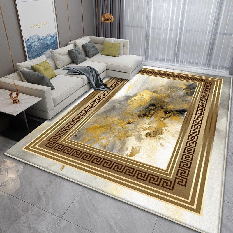 

Современный ковер для гостиной с золотой каймой, нескользящий, украшение комнаты, домашние коврики, роскошный декор комнаты, ковер для спальни, большой размер, легко чистить 1.9x2.9ft(60x90cm)
