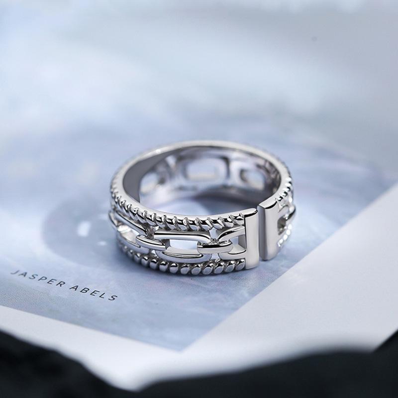 S925 Men's Retro Open Index Finger Silver Ring - Trendy, Simple, Hip Hop Style