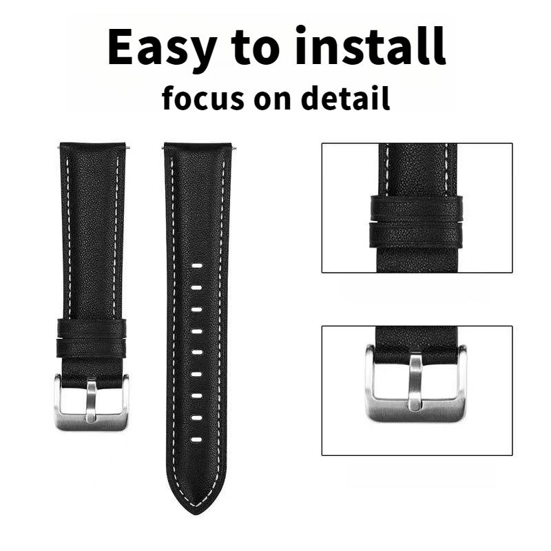 20mm 22mm Leather Watch Band Watch Strap- Soft Durable Water-proof for Samsung Galaxy Watch Huawei Watch Xiaomi Watch Garmin Watch Amazfit Watch