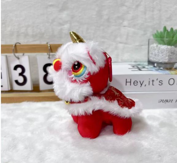 Cartoon Lion Dance Keychain Awakened Lion Year Of Horse Lion Dance Pendant Chinese Style Plush Toy Doll Chinese New Year Gift