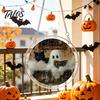 Elegant Halloween Glass Effect Ornament Acrylic Suncatcher Jigsaw Puzzle Set, Spooky Ghost Floral Meadow Window Hanging with Metal Sturdy Frame Decor