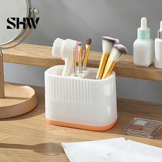 Office Supplies Storage Organizer Desktop Pen Holder, Compartments Thickened Plastic Organizer, Macaron Cute Desk Accessories for Girls Color Vertical